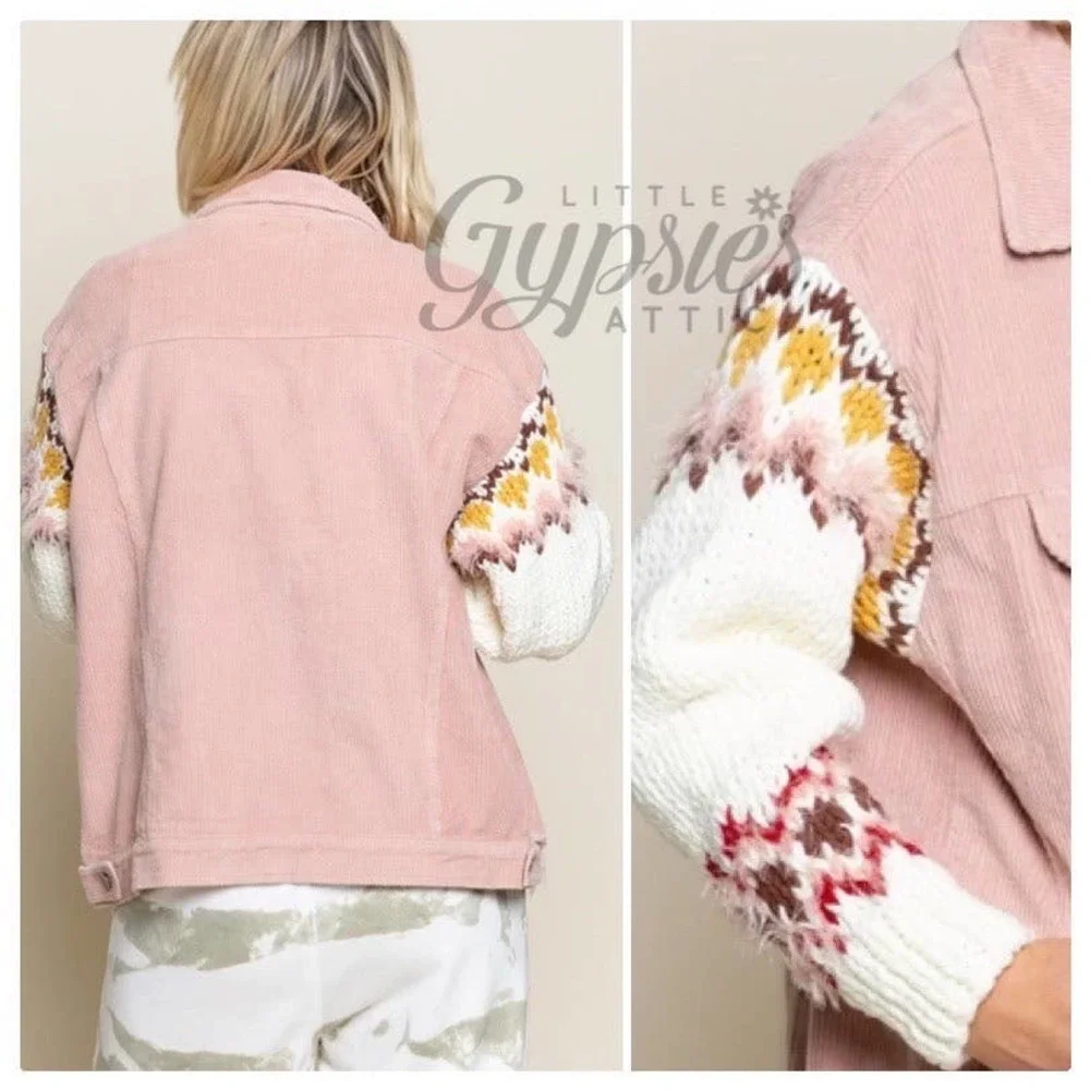 POL Winter Corduroy & Knit Sleeve Jacket - Picture 7 of 13